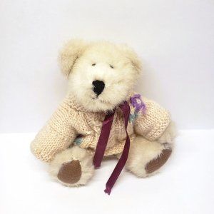 Vtg Boyds Bear Knit Sweater Flower Plush Blond Tan Articulated Legs Posable 8"